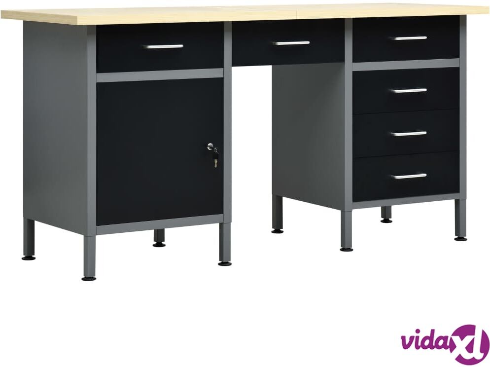 vidaXL Workbench Black 160x60x85 cm Steel