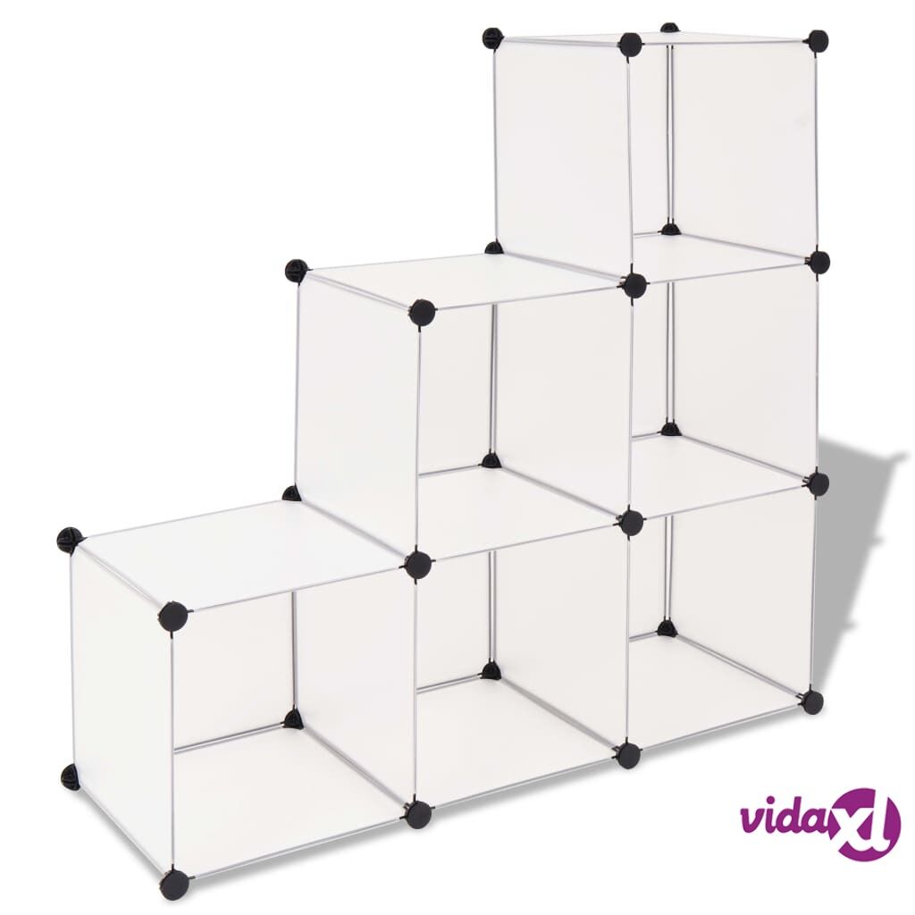 vidaXL Storage Cube Organiser with 6 Compartments White