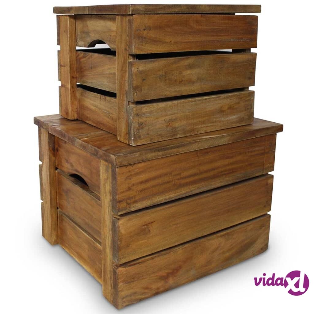 vidaXL Storage Crate Set 2 Pieces Solid Reclaimed Wood