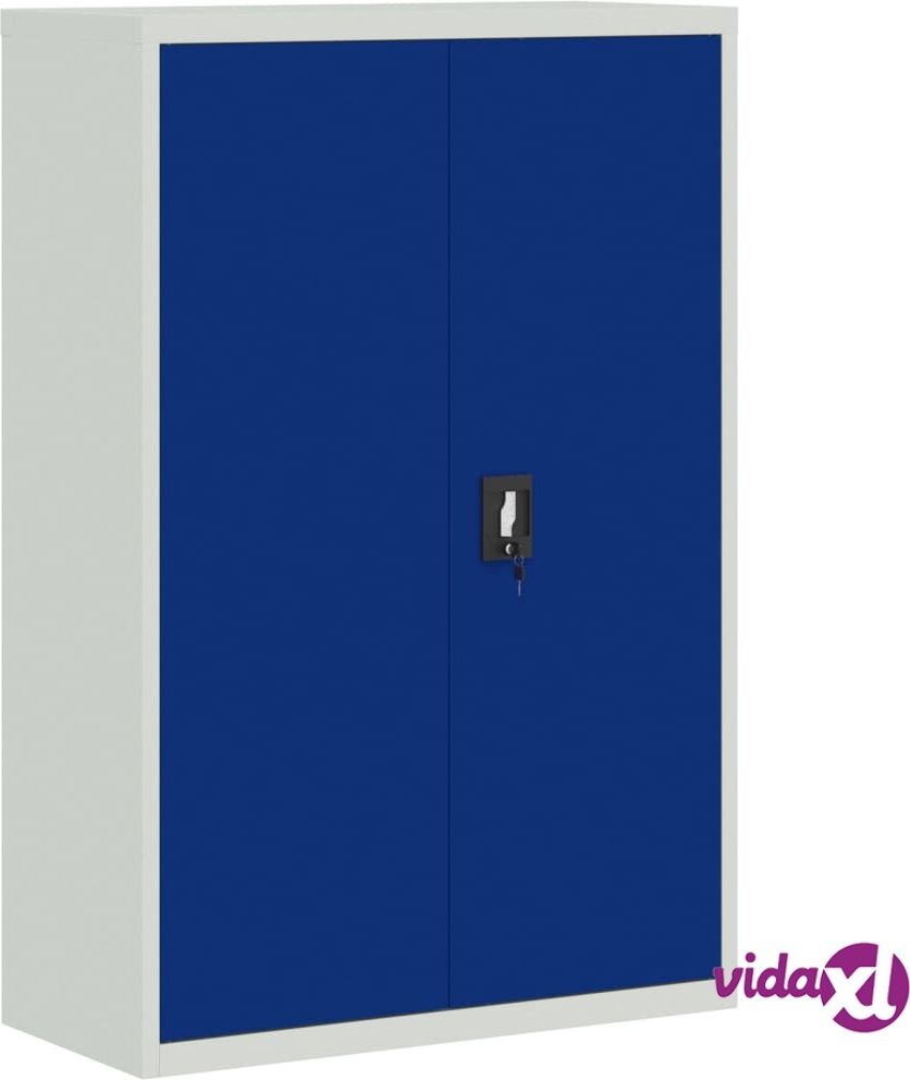 vidaXL Office Cabinet Metal 90x40x140 cm Grey and Blue