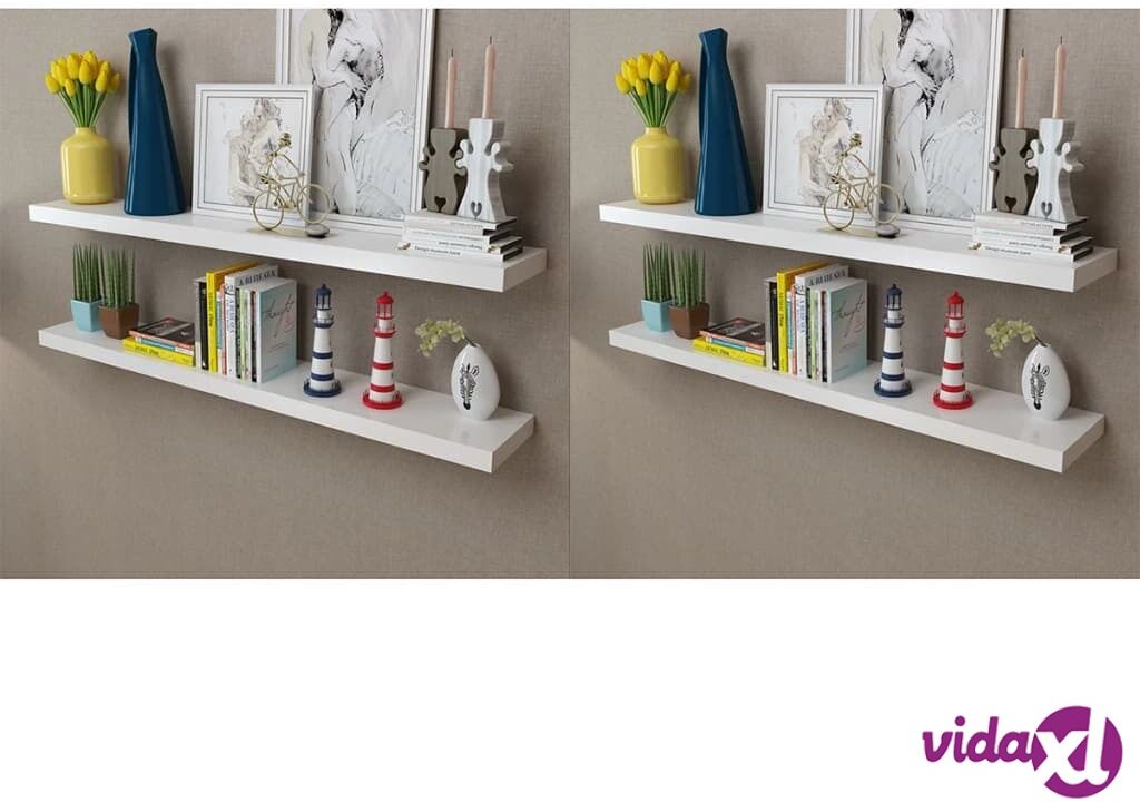 vidaXL Wall Shelves 4 pcs White 120 cm