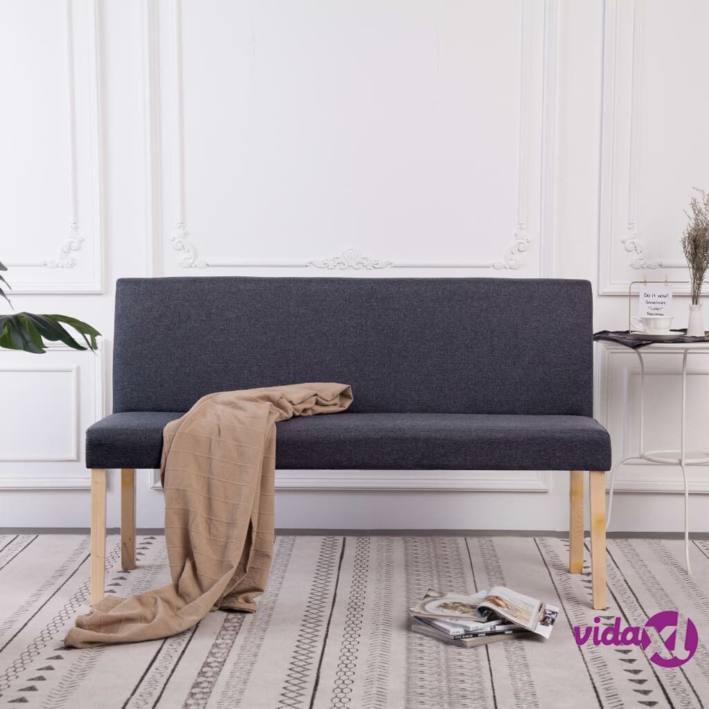 vidaXL Bench 139.5 cm Dark Grey Polyester