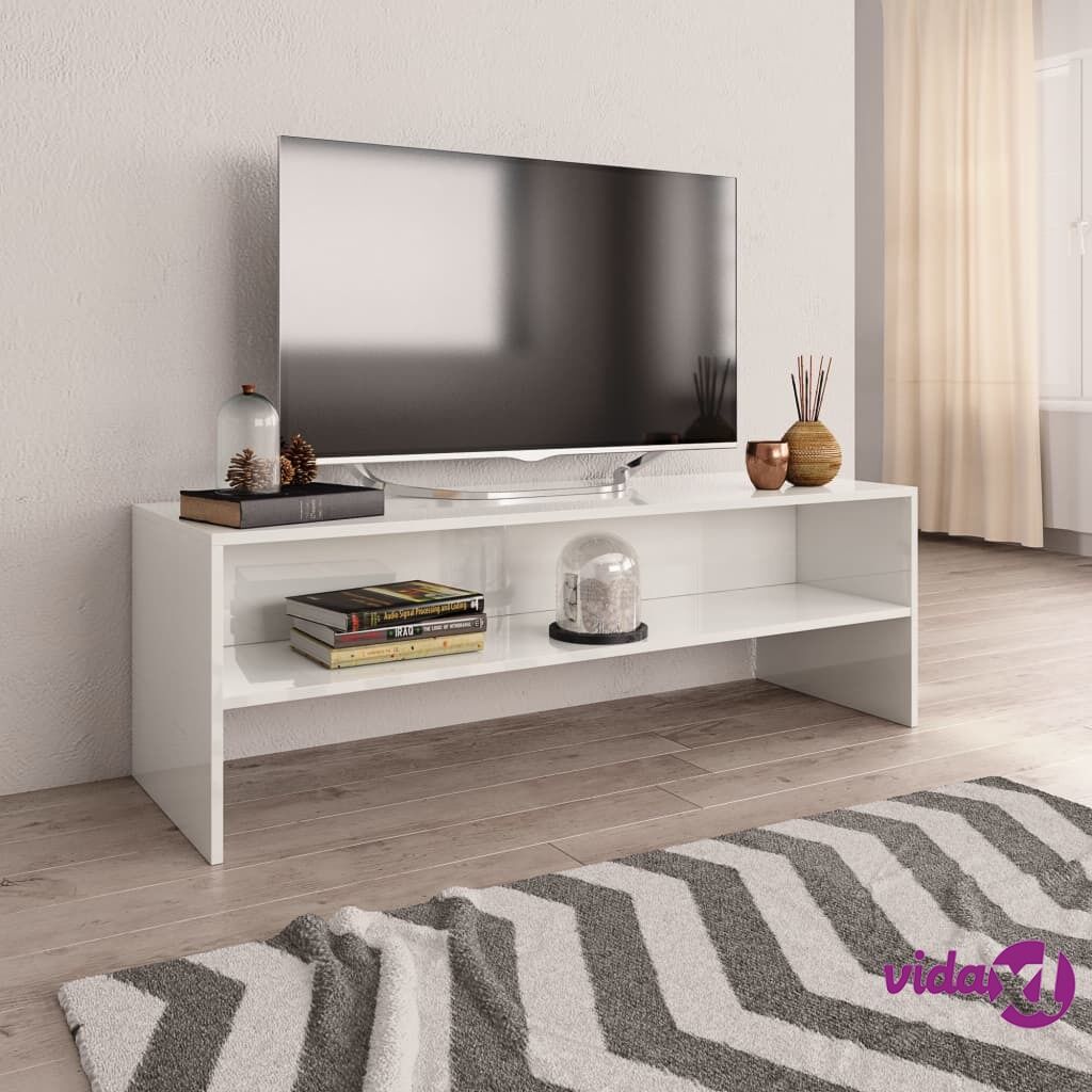 vidaXL TV Cabinet High Gloss White 120x40x40 cm Chipboard