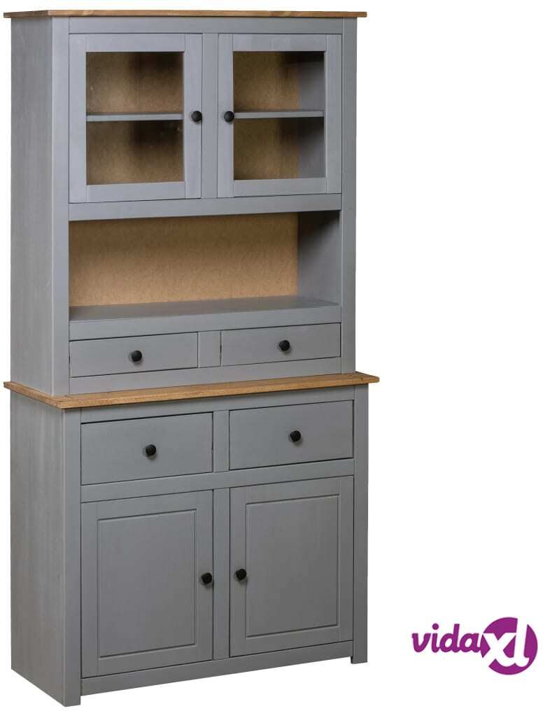 vidaXL Highboard Grey 93x40.5x180 cm Solid Pine Panama Range