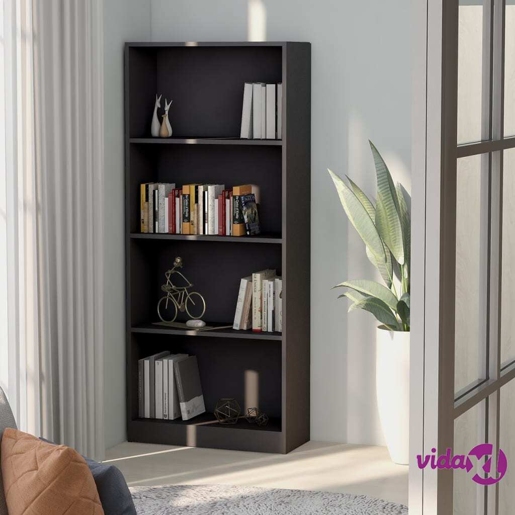 vidaXL 4-Tier Book Cabinet Grey 60x24x142 cm Chipboard