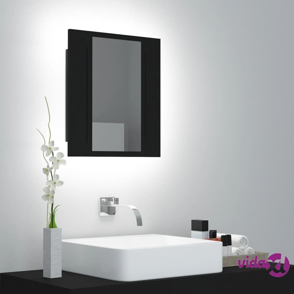 vidaXL LED Bathroom Mirror Cabinet Black 40x12x45 cm