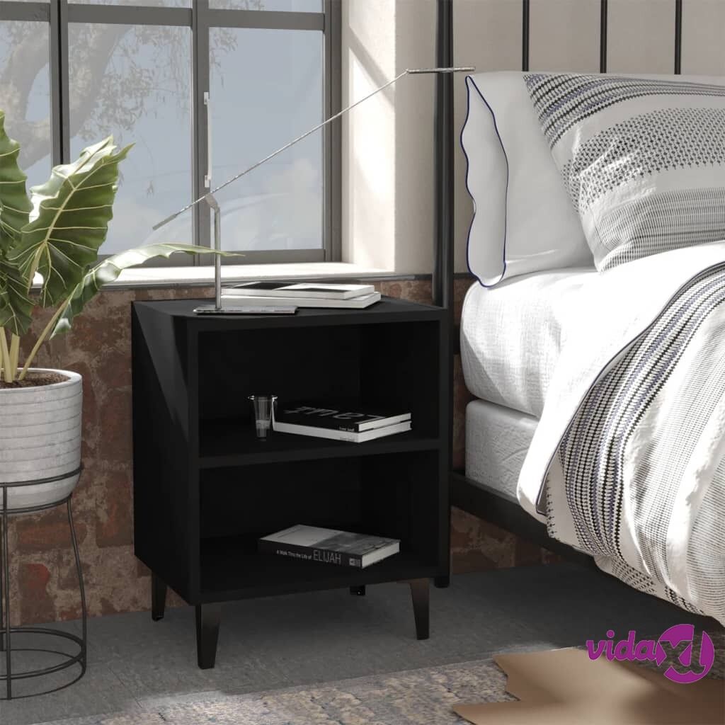 vidaXL Bed Cabinets with Metal Legs 2 pcs Black 40x30x50 cm