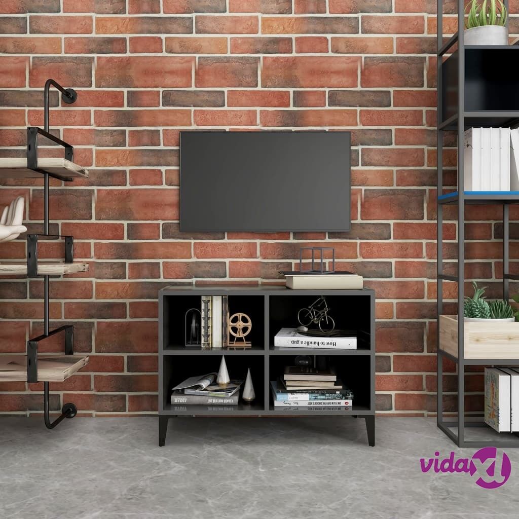 vidaXL TV Cabinet with Metal Legs High Gloss Grey 69.5x30x50 cm