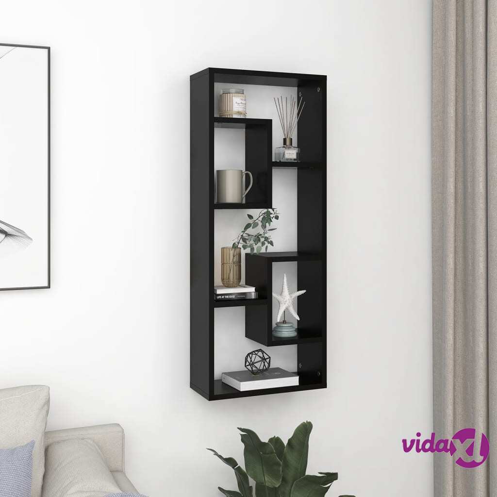 vidaXL Wall Shelf Black 36x16x90 cm Chipboard