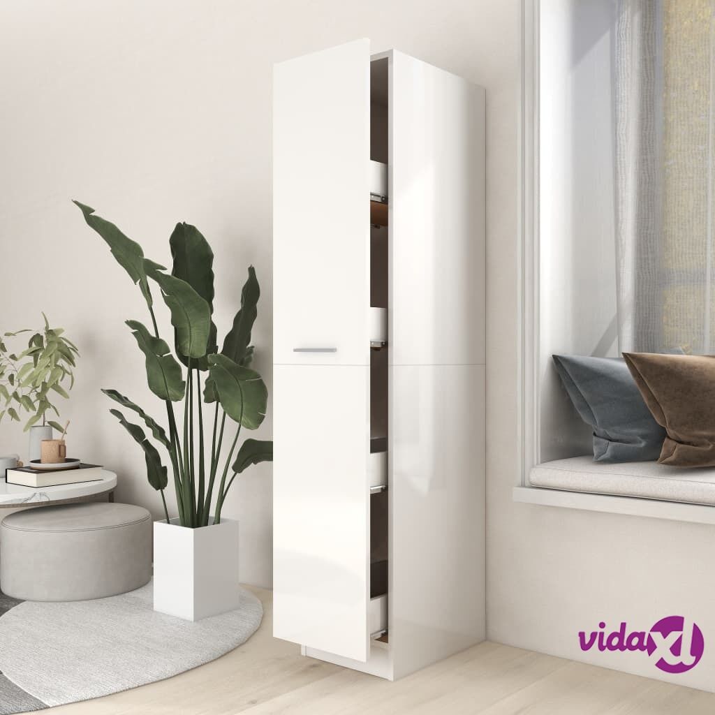 vidaXL Apothecary Cabinet High Gloss White 30x42.5x150 cm Chipboard