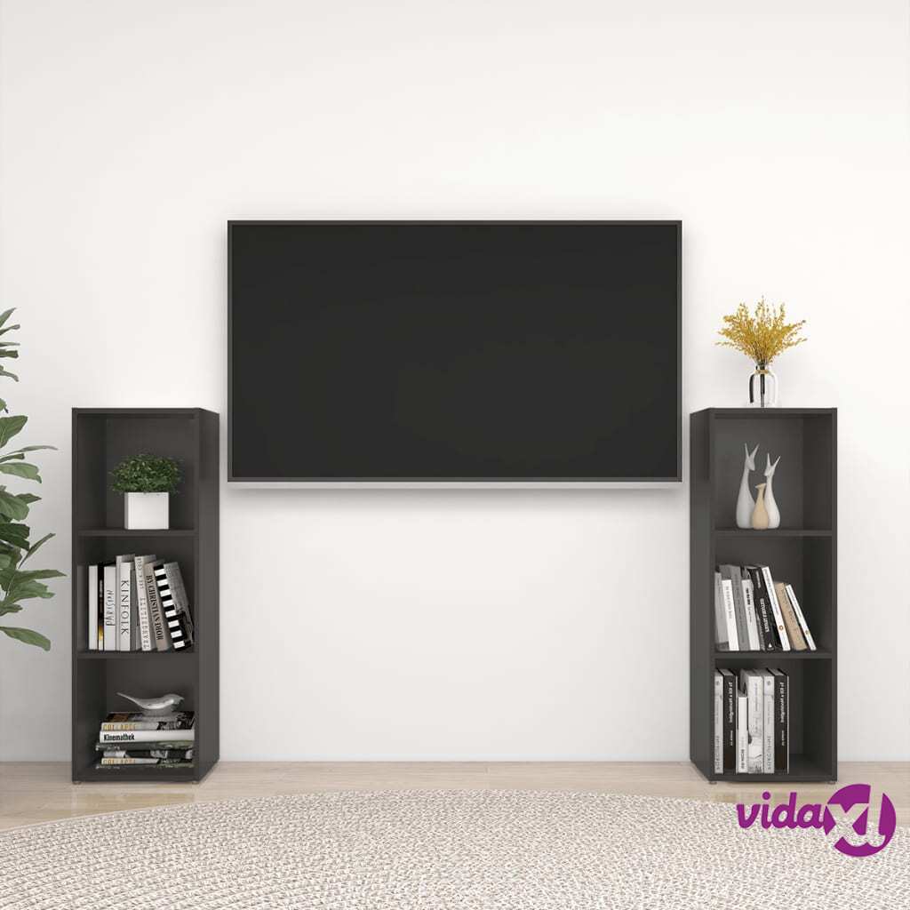 vidaXL TV Cabinets 2 pcs Grey 107x35x37 cm Chipboard