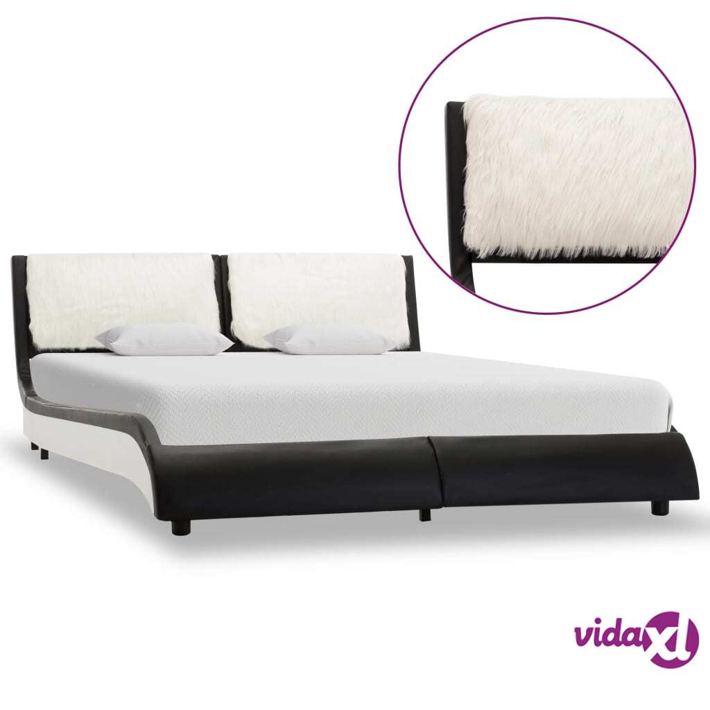 vidaXL Bed Frame Black and White Faux Leather 106x203 cm King Single