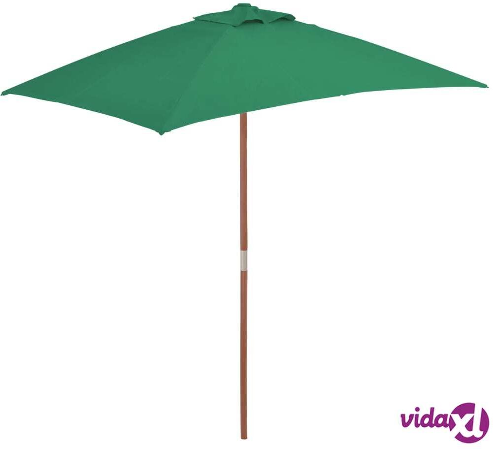 vidaXL Outdoor Parasol with Wooden Pole 150x200 cm Green