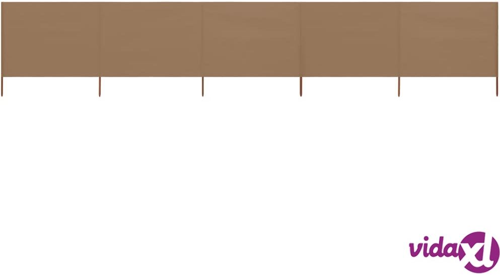 vidaXL 5-panel Wind Screen Fabric 600x80 cm Taupe