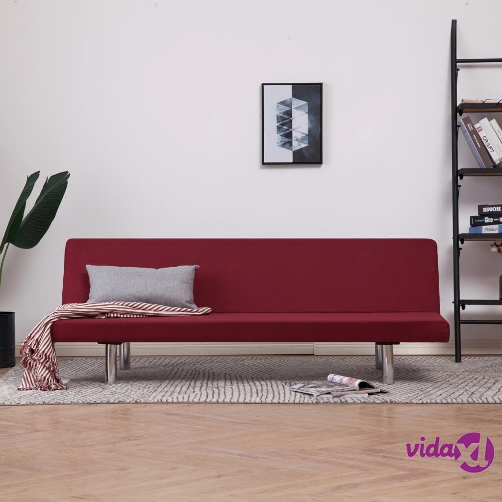 vidaXL Sofa Bed Wine Red Polyester