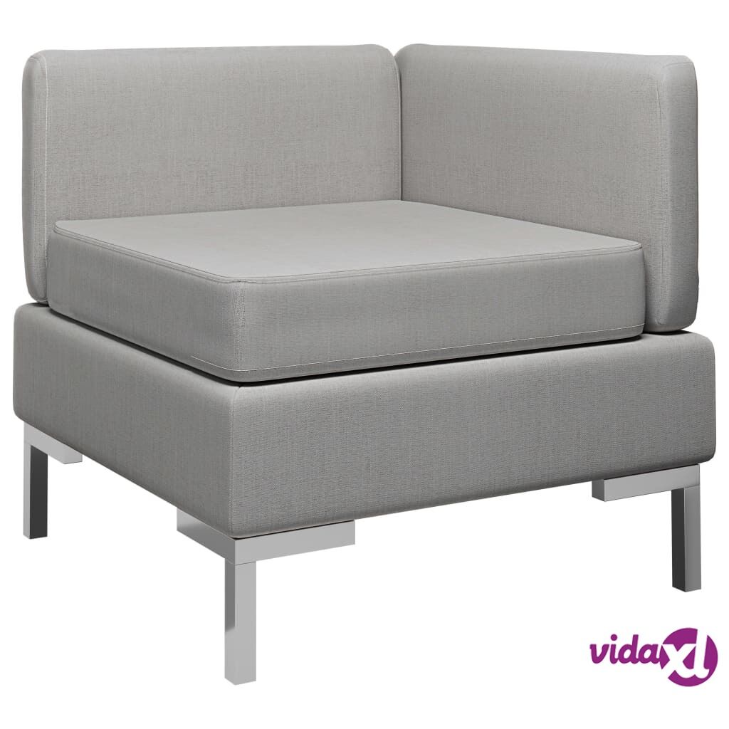 vidaXL Sectional Corner Sofa with Cushion Fabric Light Grey