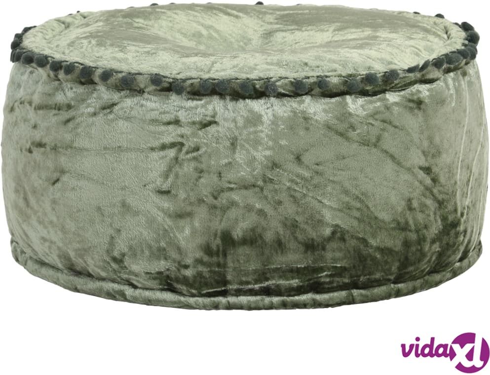 vidaXL Round Pouffe Velvet 40x20 cm Green