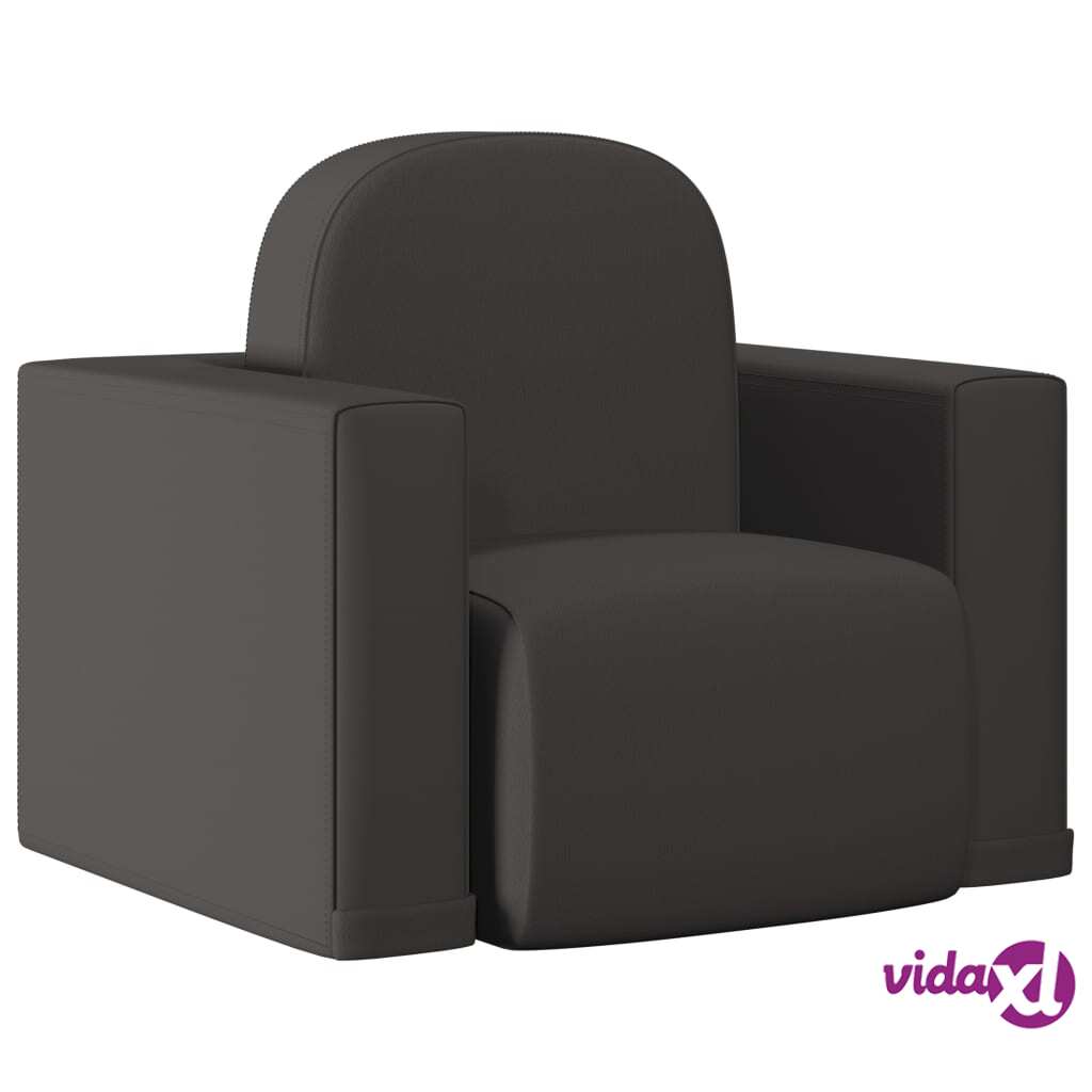 vidaXL 2-in-1 Children Sofa Black Faux Leather