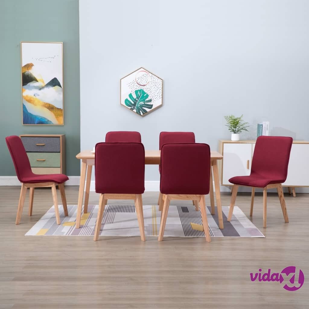 vidaXL Dining Chairs 6 pcs Red Fabric