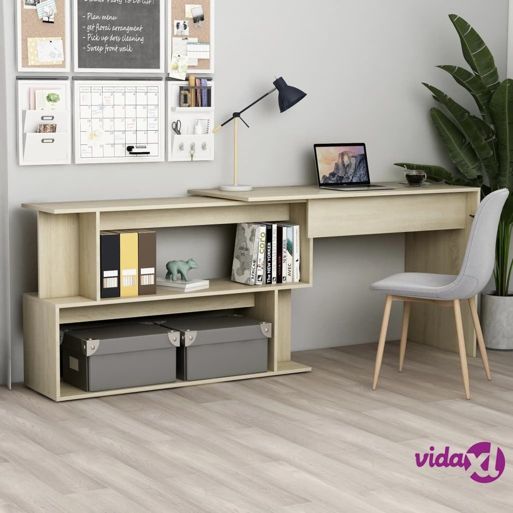 vidaXL Corner Desk Sonoma Oak 200x50x76 cm Chipboard