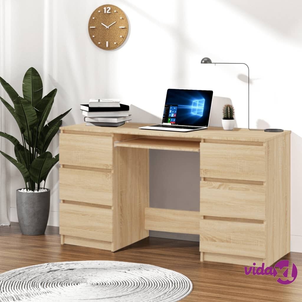 vidaXL Writing Desk Sonoma Oak 140x50x77 cm Chipboard