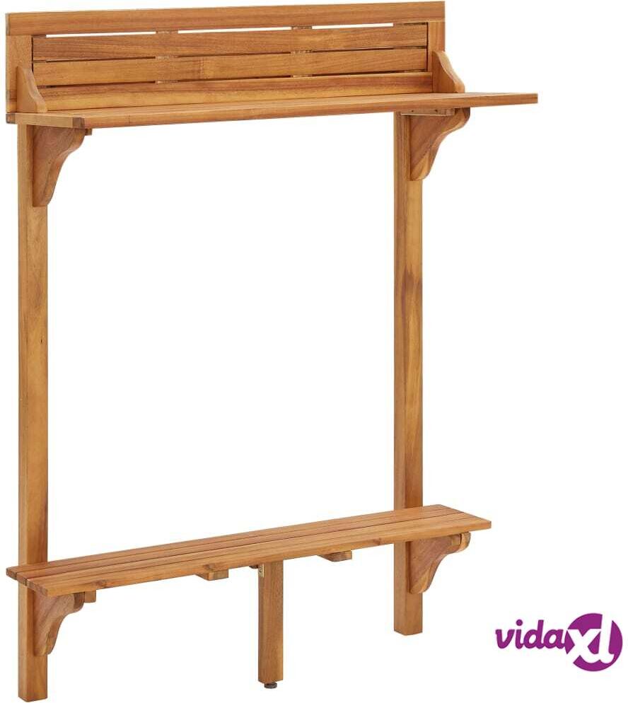 vidaXL Balcony Bar Table 90x37x122,5 cm Solid Acacia Wood