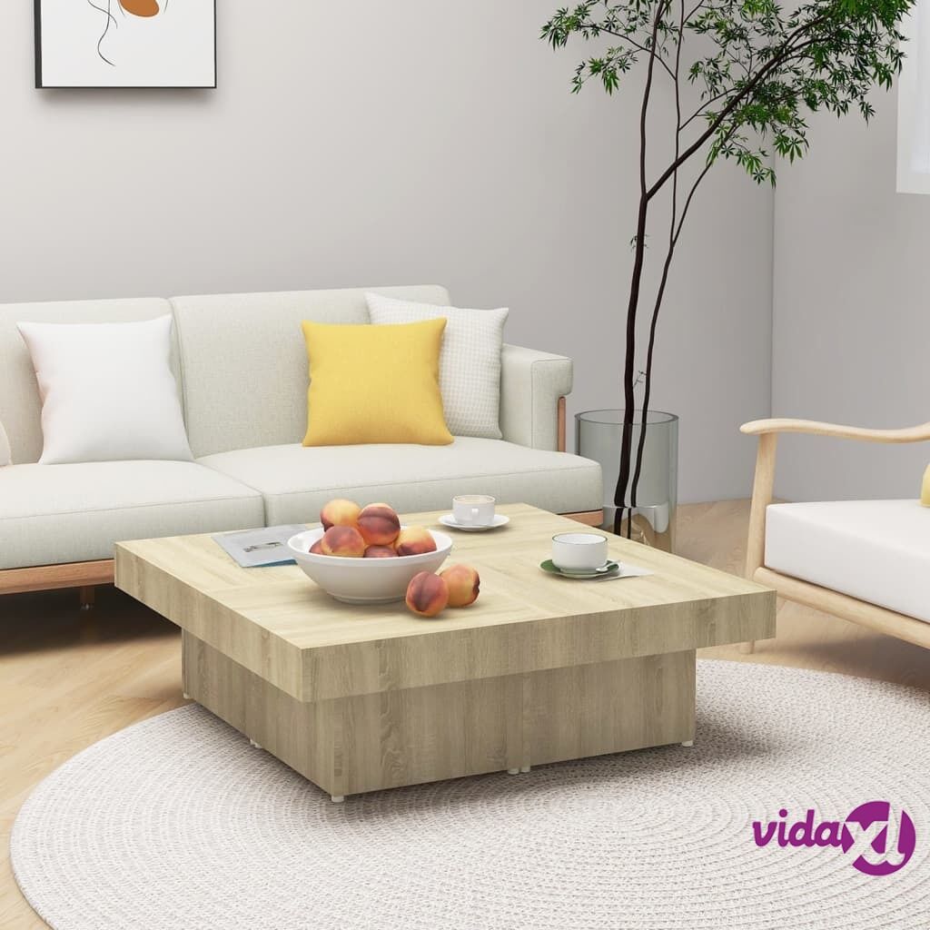 vidaXL Coffee Table Sonoma Oak 90x90x28 cm Chipboard