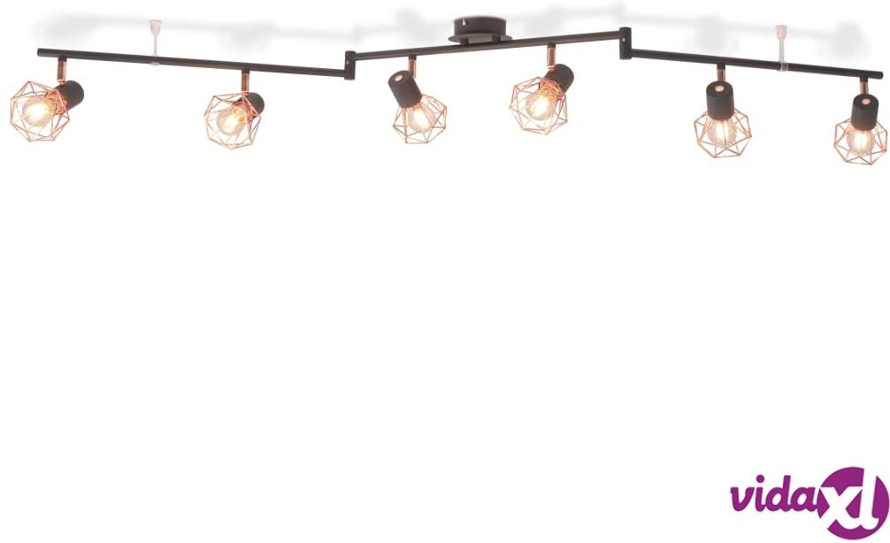 vidaXL Ceiling Lamp with 6 Spotlights E14 Black and Copper