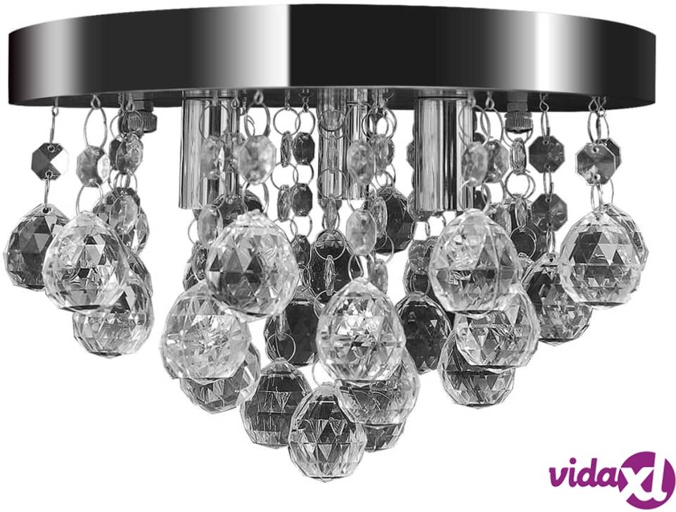 vidaXL Pendant Ceiling Lamp Crystal Design Chandelier Chrome