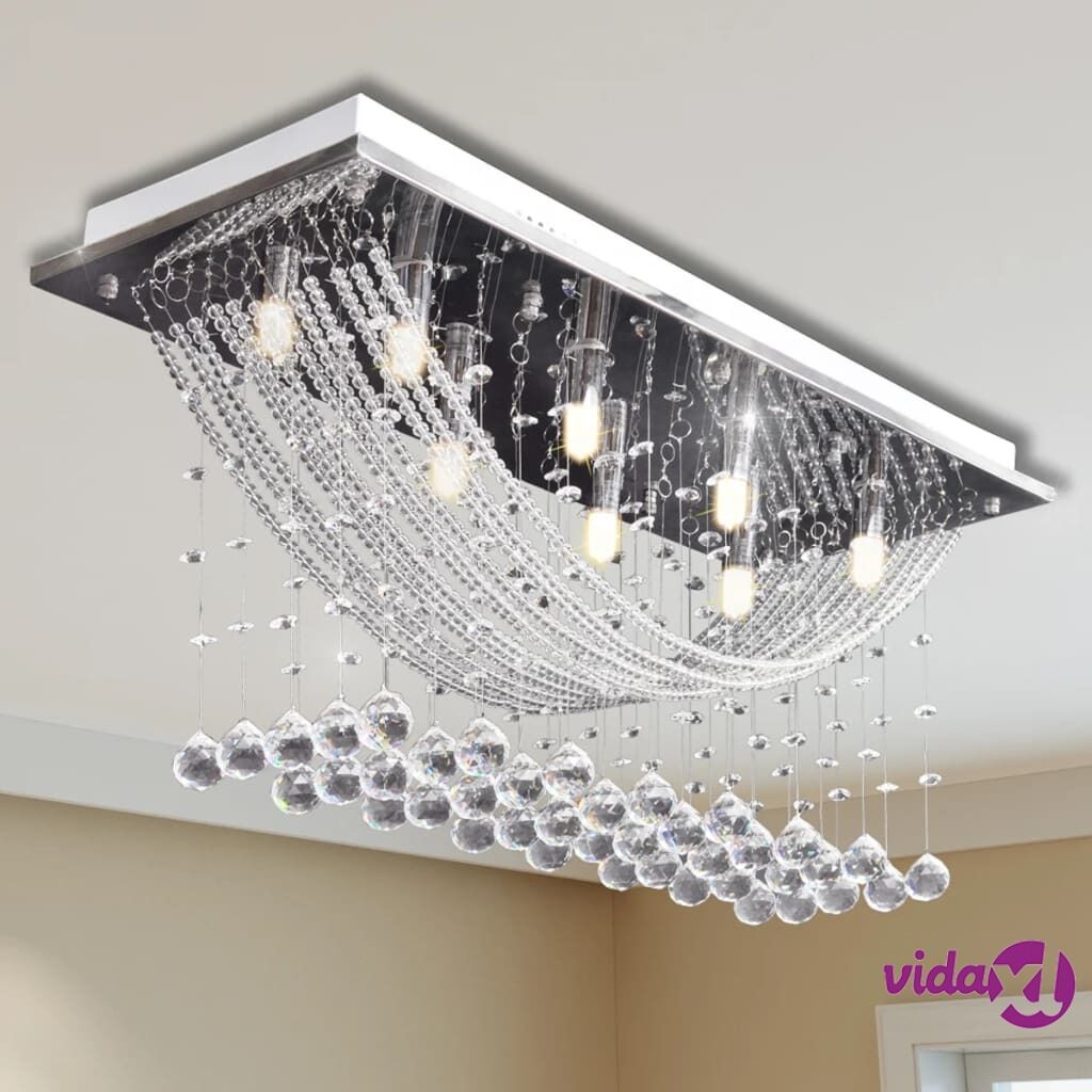 vidaXL Ceiling Lamp with Glittering Glass Crystal Beads 8 x G9 29 cm