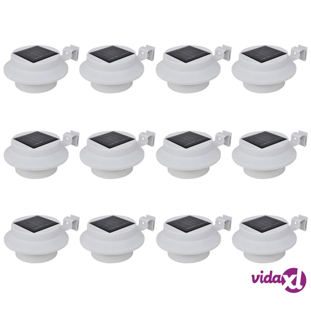 vidaXL Outdoor Solar Fence Lamps 12 pcs LED White