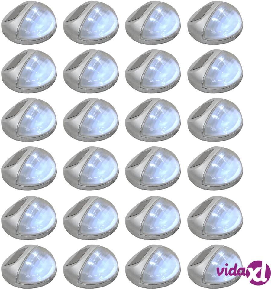 vidaXL Outdoor Solar Wall Lamps LED 24 pcs Round Silver