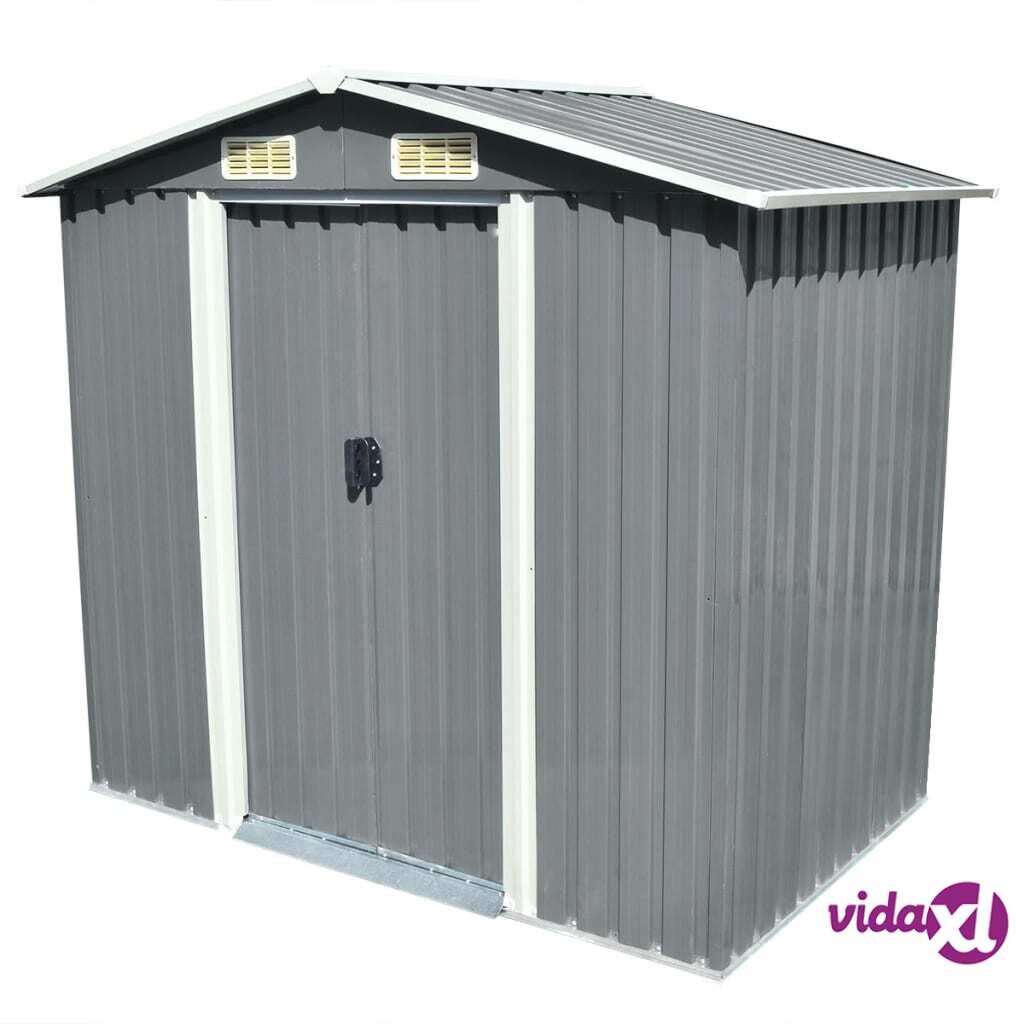 vidaXL Garden Storage Shed Grey Metal 204x132x186 cm