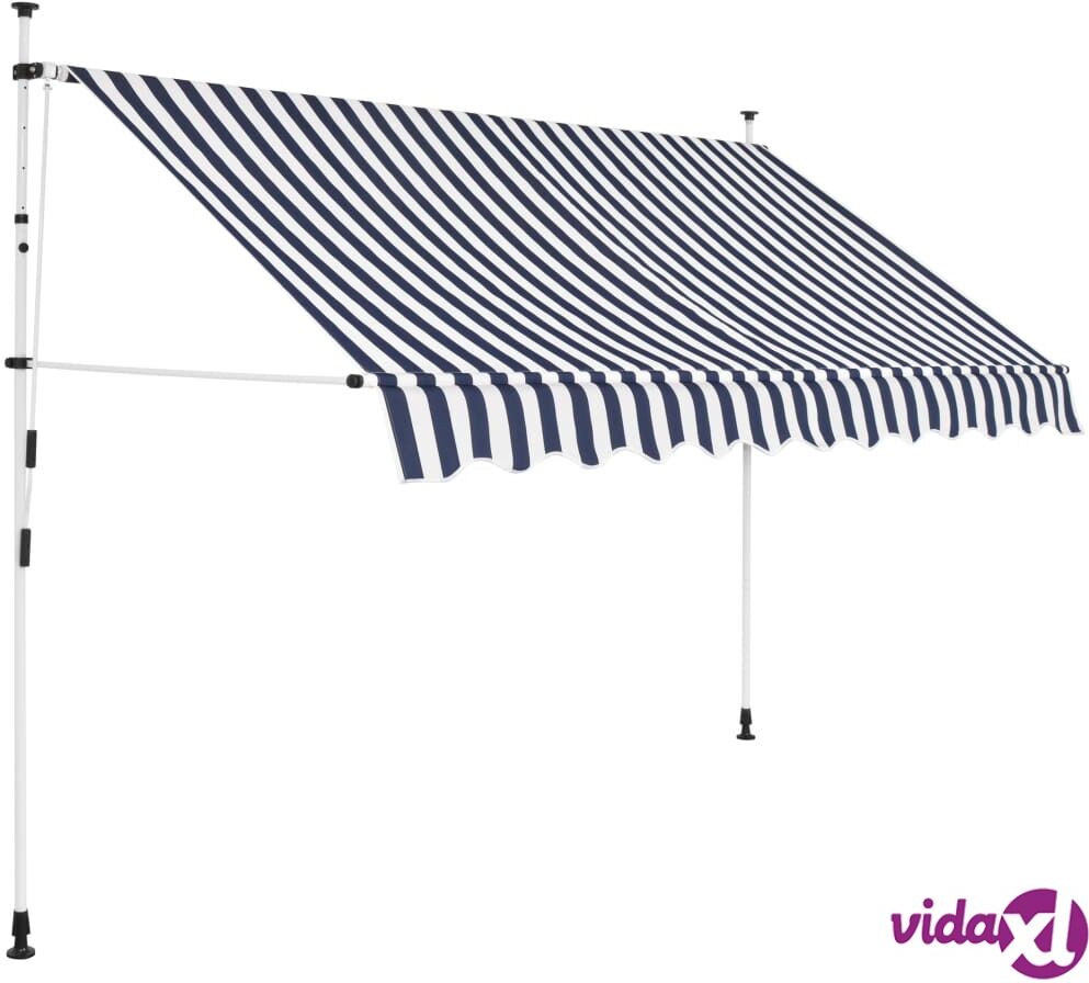 vidaXL Manual Retractable Awning 250 cm Blue and White Stripes