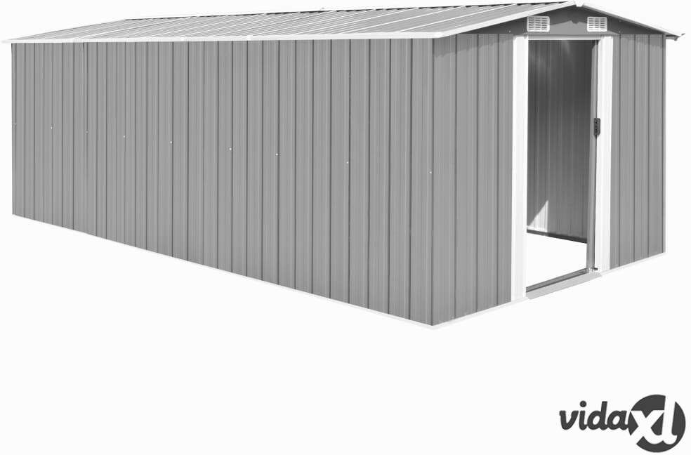 vidaXL Garden Shed 257x489x181 cm Metal Grey