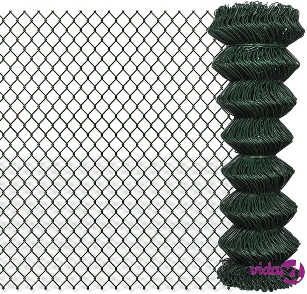 vidaXL 140345 vidaXL Chain Link Fence Steel 1,25x15 m Green