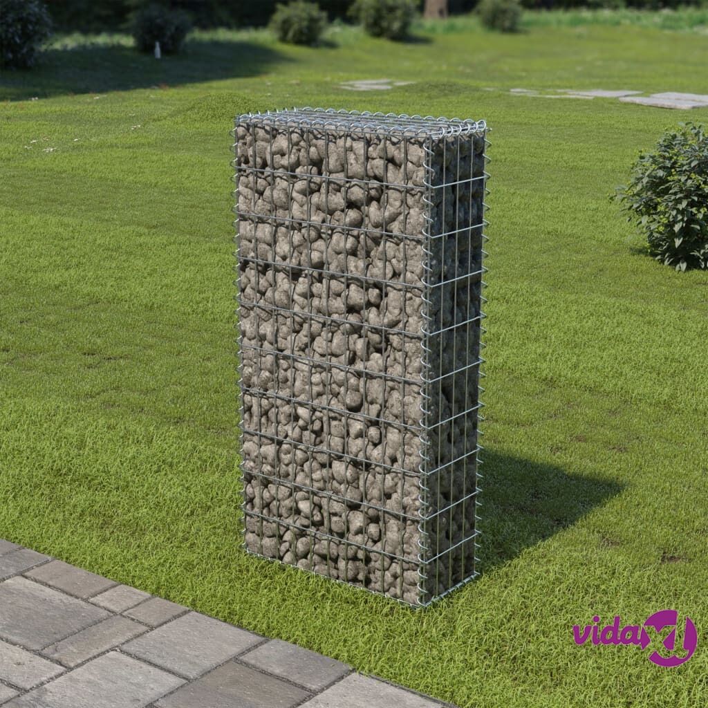 vidaXL Gabion Wall with Covers Galvanised Steel 50x20x100 cm