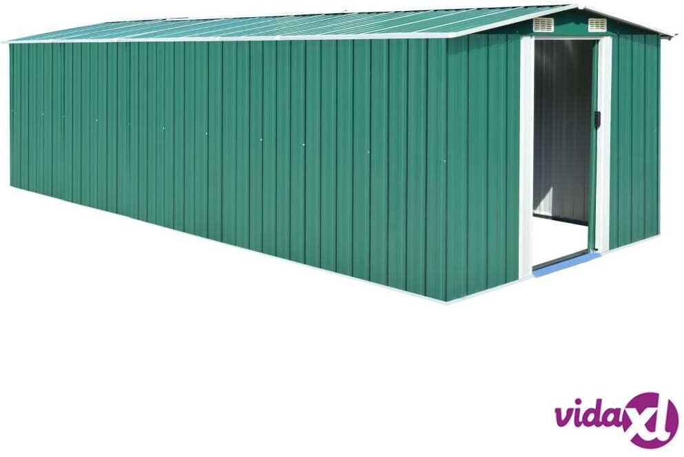 vidaXL Garden Shed 257x580x181 cm Metal Green