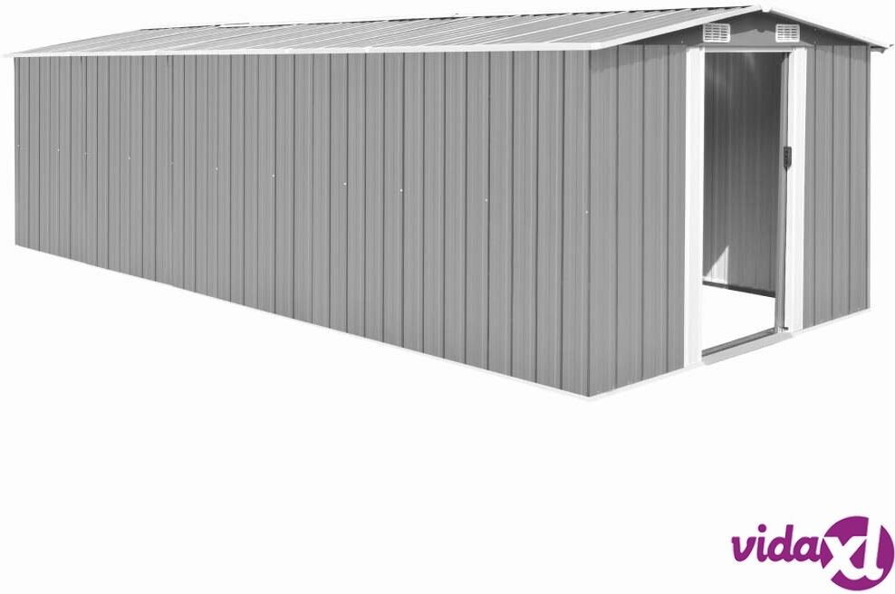 vidaXL Garden Shed 257x580x181 cm Metal Grey