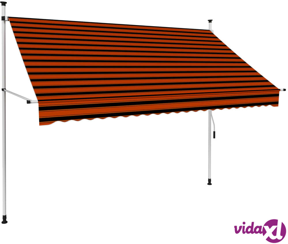 vidaXL Manual Retractable Awning 250 cm Orange and Brown