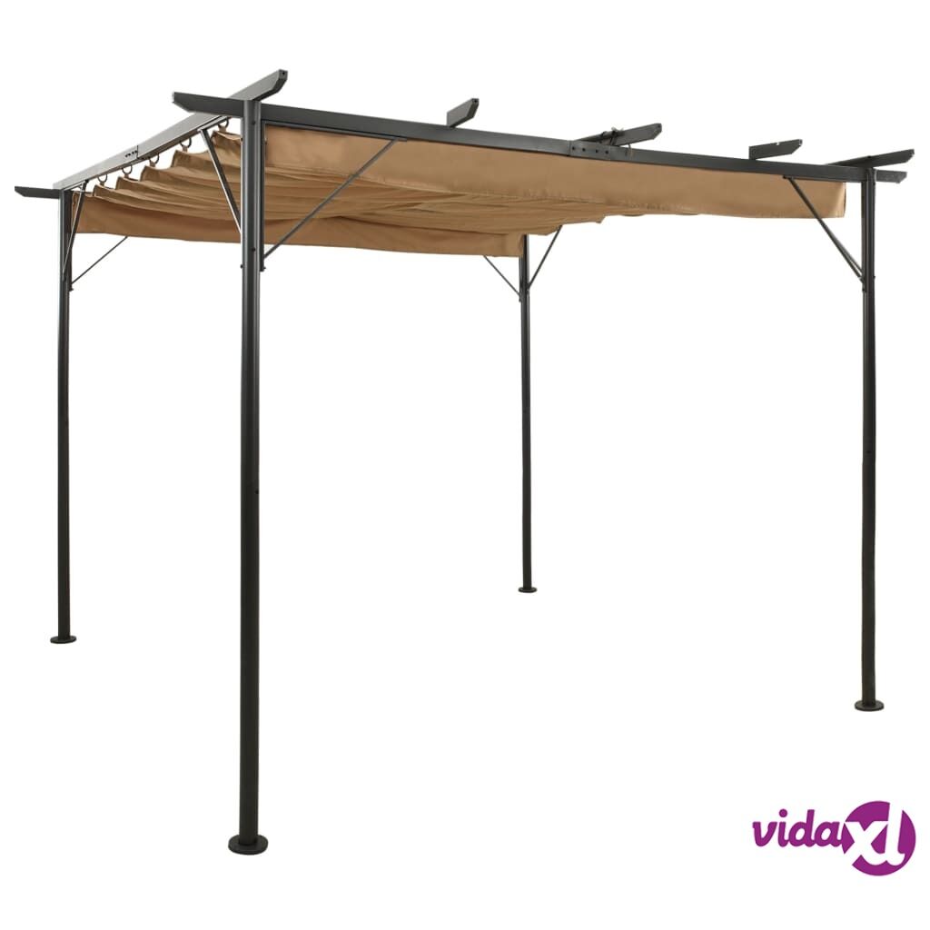 vidaXL Pergola with Retractable Roof Taupe 3x3 m Steel 180 g/m²