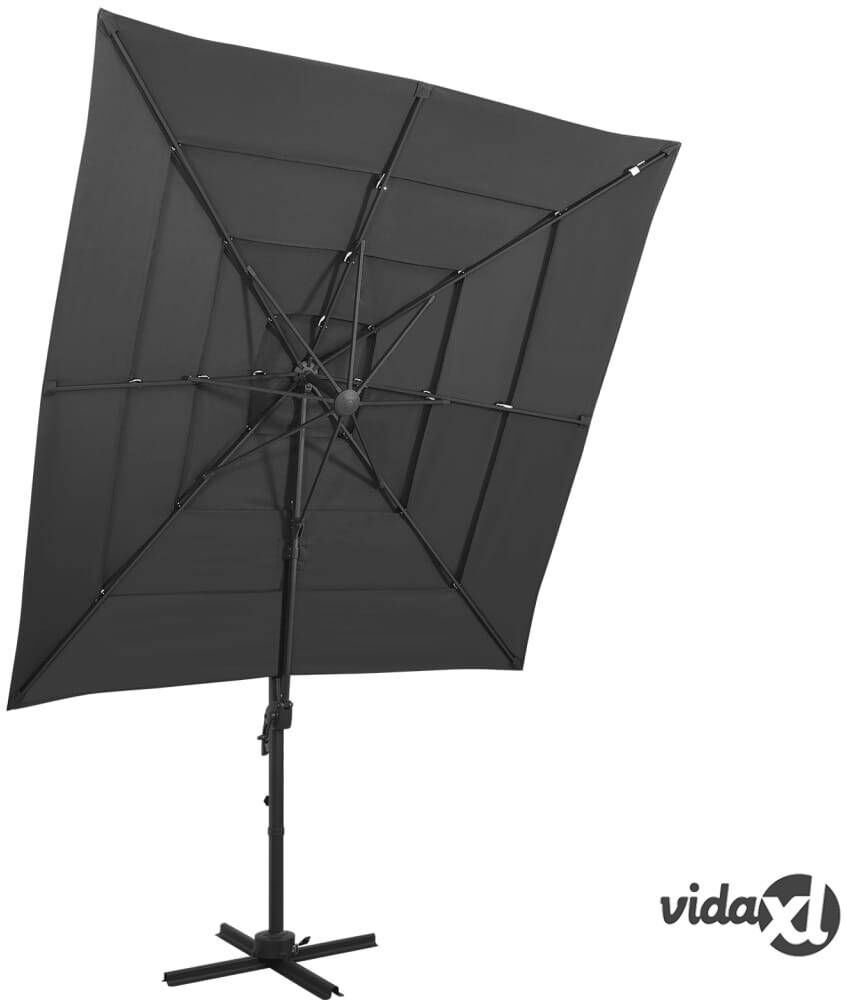 vidaXL 4-Tier Parasol with Aluminium Pole Anthracite 250x250 cm