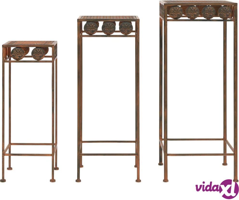 vidaXL Plant Stand Set 3 Pieces Vintage Style Metal Rusty