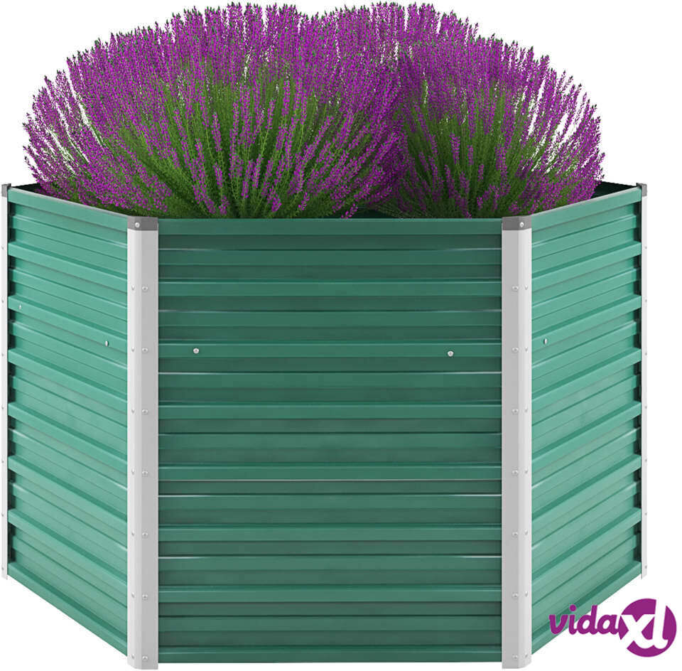 vidaXL Garden Raised Bed Galvanised Steel 129x129x77 cm Green