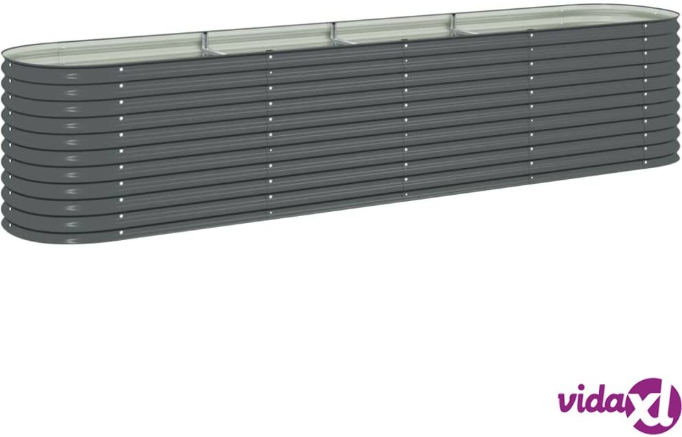 vidaXL Garden Raised Bed 400x80x81 cm Galvanised Steel Grey