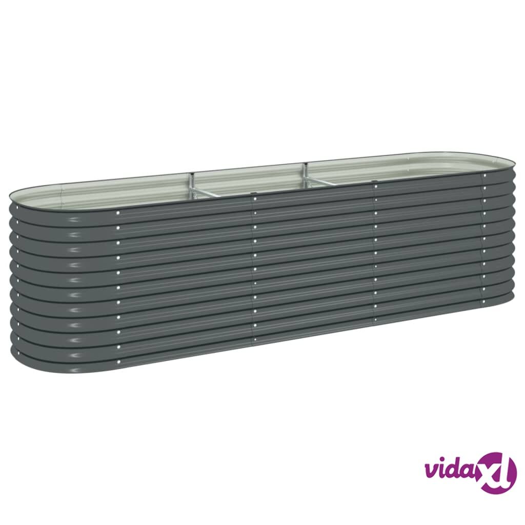 vidaXL Garden Raised Bed 320x80x81 cm Galvanised Steel Grey