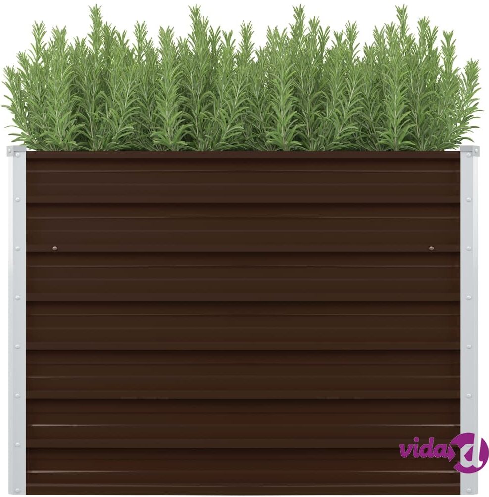 vidaXL Raised Garden Bed Brown 100x100x77 cm Galvanised Steel