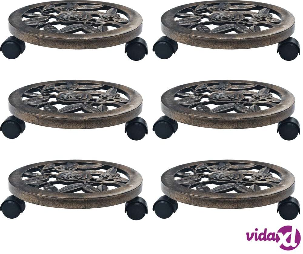 vidaXL Plant Trolleys 6 pcs Bronze 30 cm Plastic