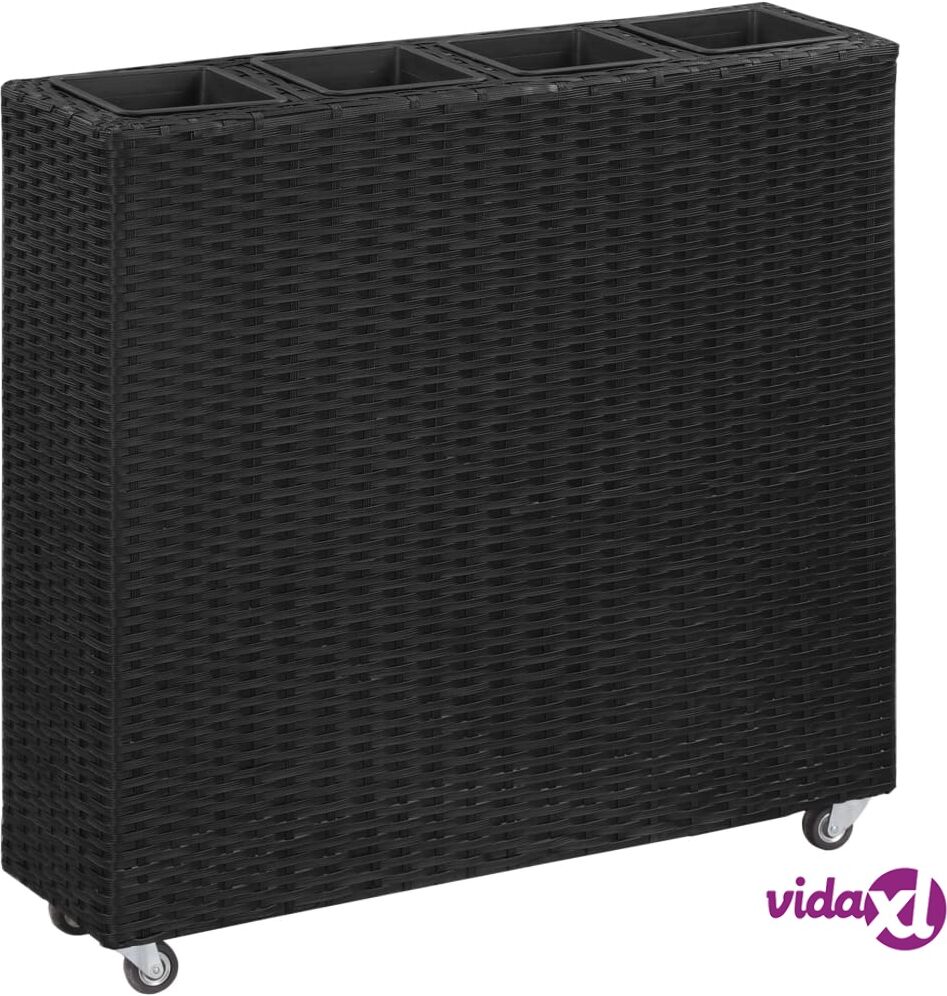 vidaXL Garden Raised Bed with 4 Pots 80x22x79 cm Poly Rattan Black