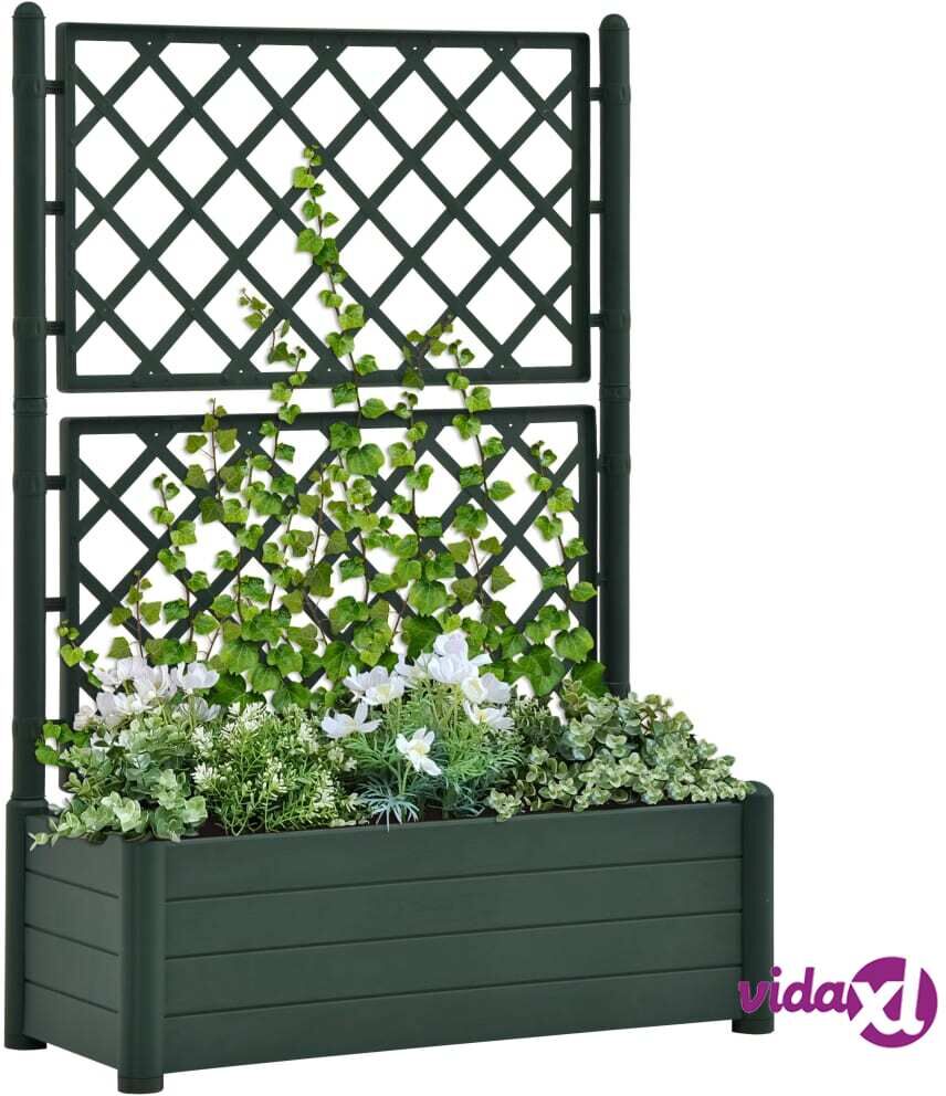 vidaXL Garden Planter with Trellis 100x43x142 cm PP Green